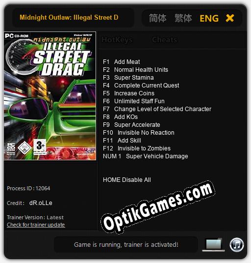 Midnight Outlaw: Illegal Street Drag: Trainer +13 [v1.8]