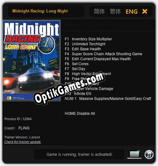 Midnight Racing: Long Night: TRAINER AND CHEATS (V1.0.5)
