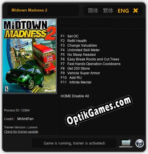 Midtown Madness 2: Trainer +11 [v1.2]