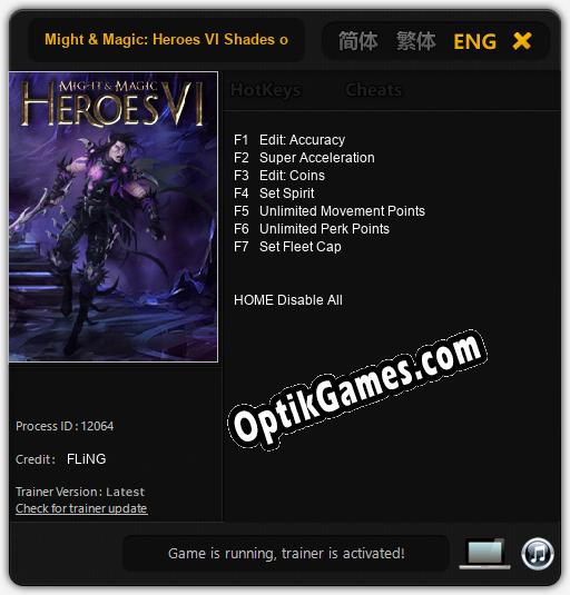 Might & Magic: Heroes VI Shades of Darkness: Cheats, Trainer +7 [FLiNG]