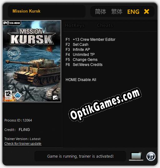 Mission Kursk: TRAINER AND CHEATS (V1.0.64)