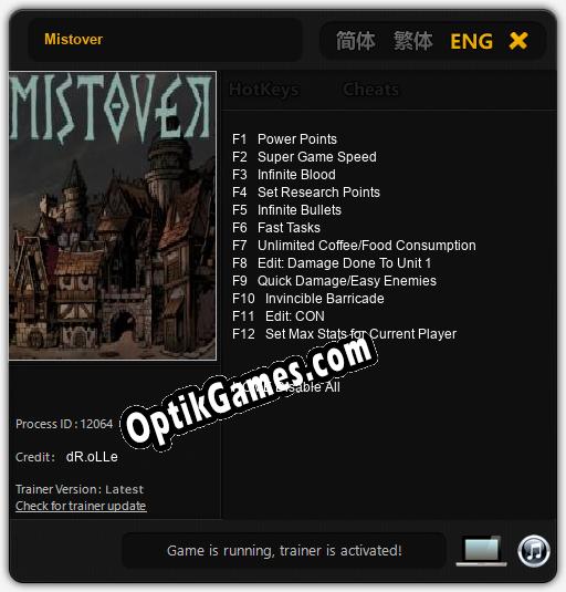 Mistover: Cheats, Trainer +12 [dR.oLLe]