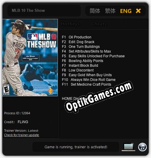 MLB 10 The Show: Trainer +11 [v1.1]