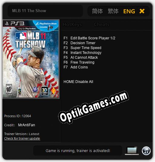 Trainer for MLB 11 The Show [v1.0.2]