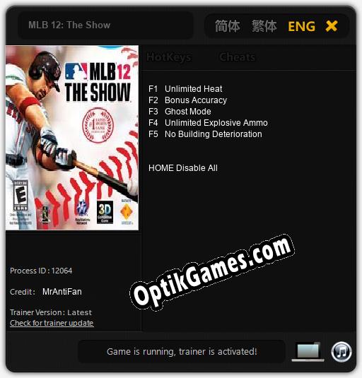 Trainer for MLB 12: The Show [v1.0.1]