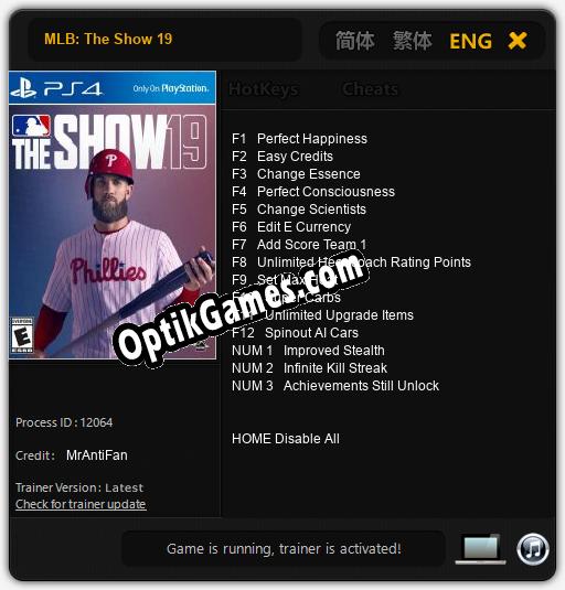 MLB: The Show 19: TRAINER AND CHEATS (V1.0.59)