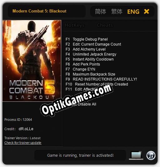 Modern Combat 5: Blackout: Cheats, Trainer +11 [dR.oLLe]