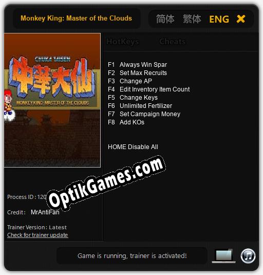 Monkey King: Master of the Clouds: Cheats, Trainer +8 [MrAntiFan]