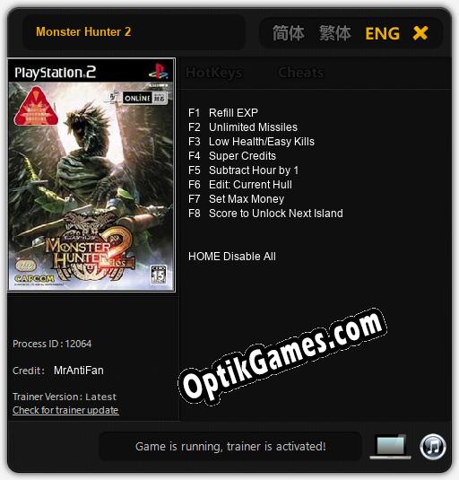 Monster Hunter 2: TRAINER AND CHEATS (V1.0.71)