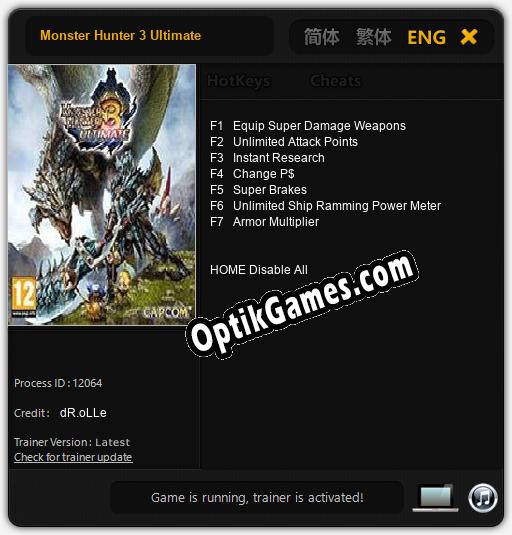 Monster Hunter 3 Ultimate: Trainer +7 [v1.5]