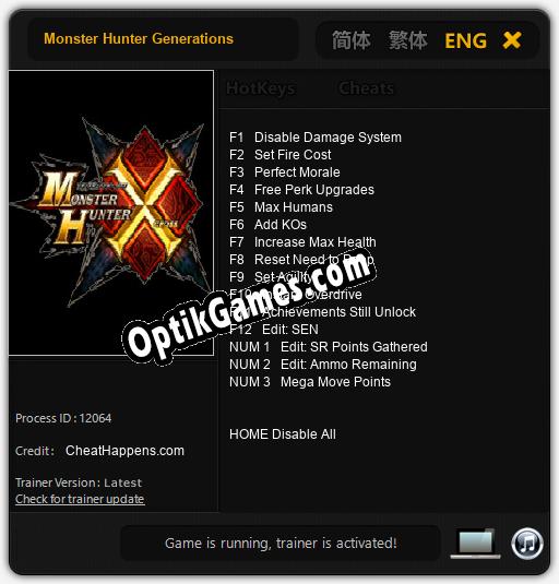 Monster Hunter Generations: TRAINER AND CHEATS (V1.0.74)