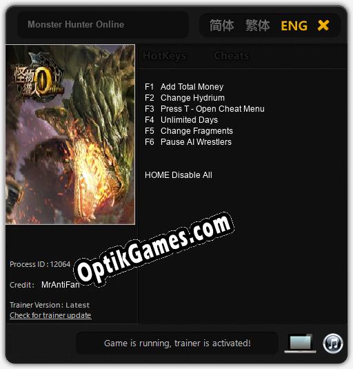 Monster Hunter Online: TRAINER AND CHEATS (V1.0.26)