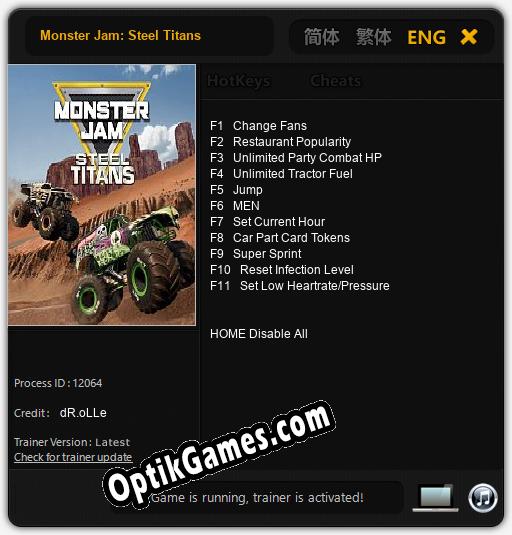 Monster Jam: Steel Titans: TRAINER AND CHEATS (V1.0.76)