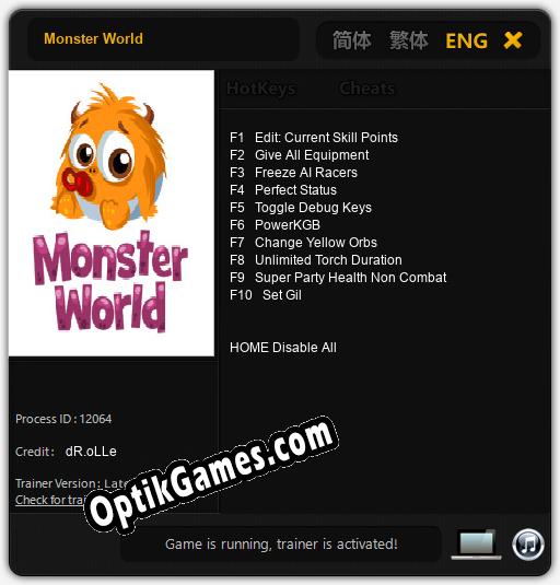 Monster World: TRAINER AND CHEATS (V1.0.12)