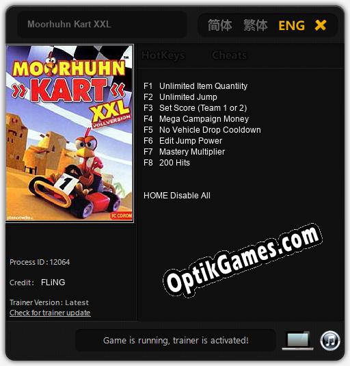 Moorhuhn Kart XXL: Trainer +8 [v1.2]