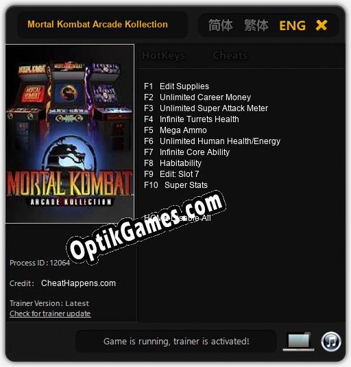 Mortal Kombat Arcade Kollection: Cheats, Trainer +10 [CheatHappens.com]