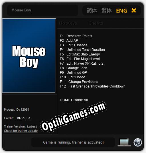 Trainer for Mouse Boy [v1.0.4]