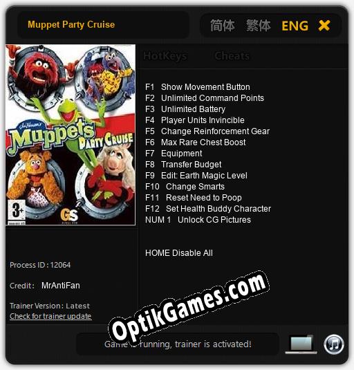 Muppet Party Cruise: TRAINER AND CHEATS (V1.0.67)