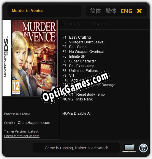Murder in Venice: TRAINER AND CHEATS (V1.0.19)