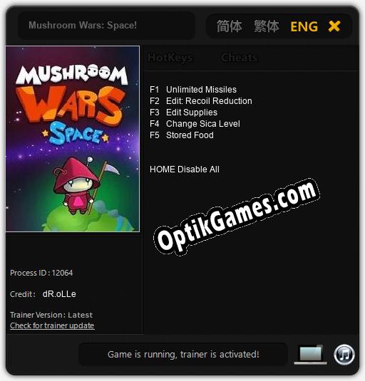 Trainer for Mushroom Wars: Space! [v1.0.1]