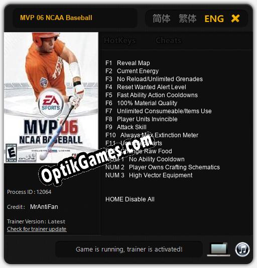 MVP 06 NCAA Baseball: Trainer +15 [v1.2]