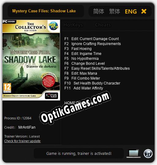 Trainer for Mystery Case Files: Shadow Lake [v1.0.7]
