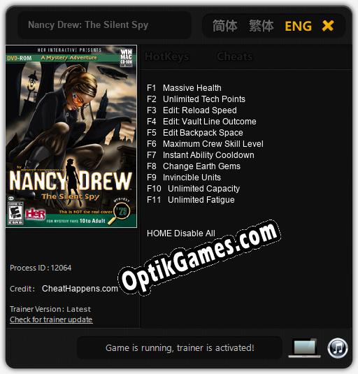 Nancy Drew: The Silent Spy: Trainer +11 [v1.4]