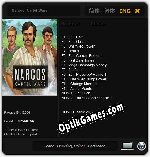 Narcos: Cartel Wars: Cheats, Trainer +14 [MrAntiFan]