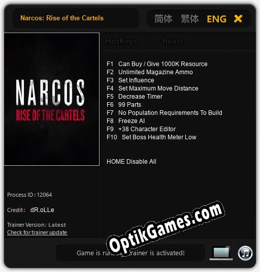 Trainer for Narcos: Rise of the Cartels [v1.0.1]