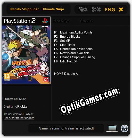 Naruto Shippuden Ultimate Ninja Trainer And Cheats V Downloads From Optikgames Com