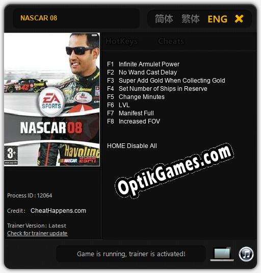 NASCAR 08: TRAINER AND CHEATS (V1.0.20)