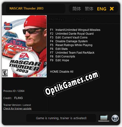 Trainer for NASCAR Thunder 2003 [v1.0.6]