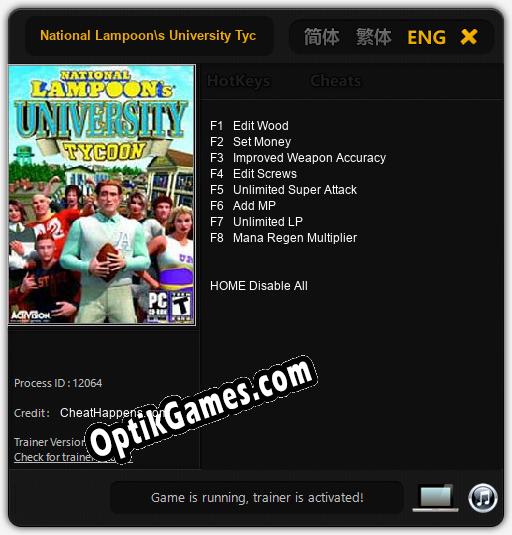 Trainer for National Lampoons University Tycoon [v1.0.8]