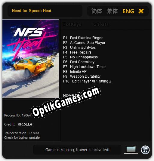 Need for Speed: Heat: TRAINER AND CHEATS (V1.0.23)