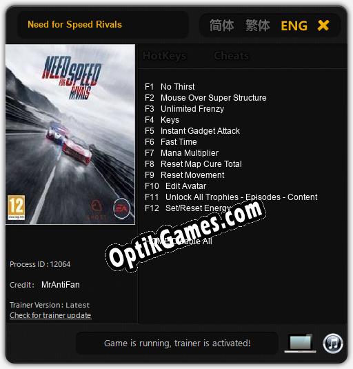 Need for Speed Rivals: Cheats, Trainer +12 [MrAntiFan]