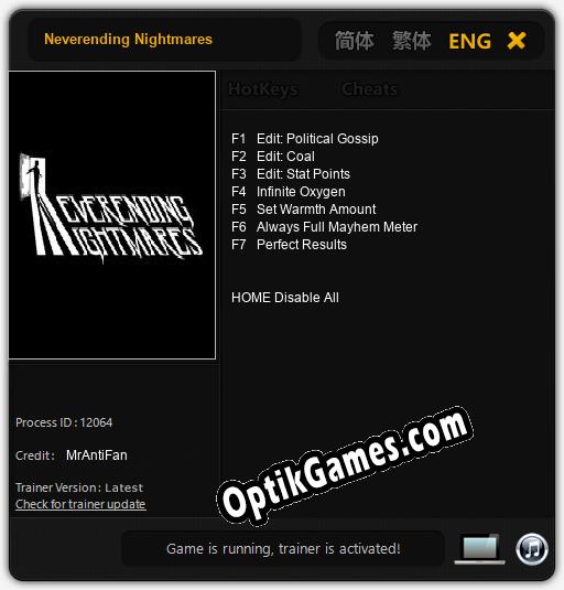 Neverending Nightmares: Cheats, Trainer +7 [MrAntiFan]