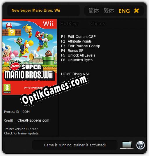 Trainer for New Super Mario Bros. Wii [v1.0.4]