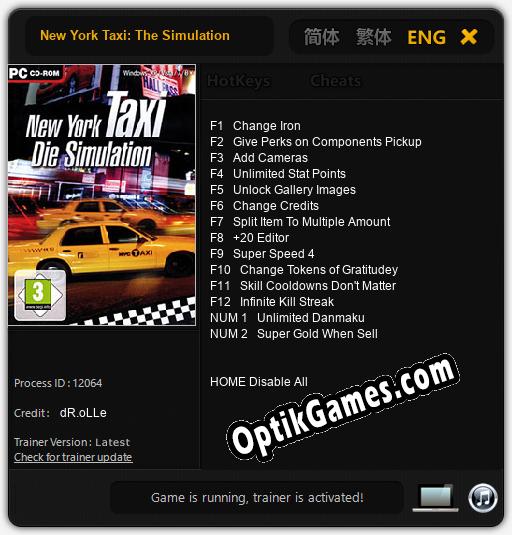 Trainer for New York Taxi: The Simulation [v1.0.9]