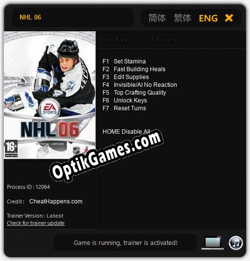 NHL 06: Trainer +7 [v1.8]