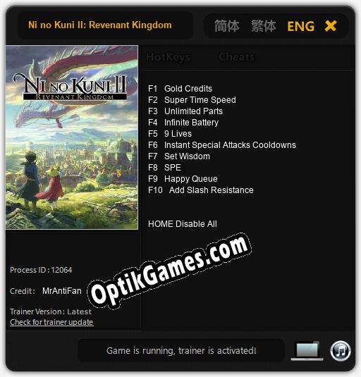 Trainer for Ni no Kuni II: Revenant Kingdom [v1.0.8]