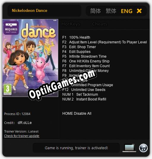 Nickelodeon Dance: TRAINER AND CHEATS (V1.0.13)