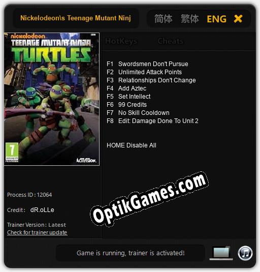 Nickelodeons Teenage Mutant Ninja Turtles: Trainer +8 [v1.1]