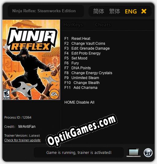 Ninja Reflex: Steamworks Edition: TRAINER AND CHEATS (V1.0.72)