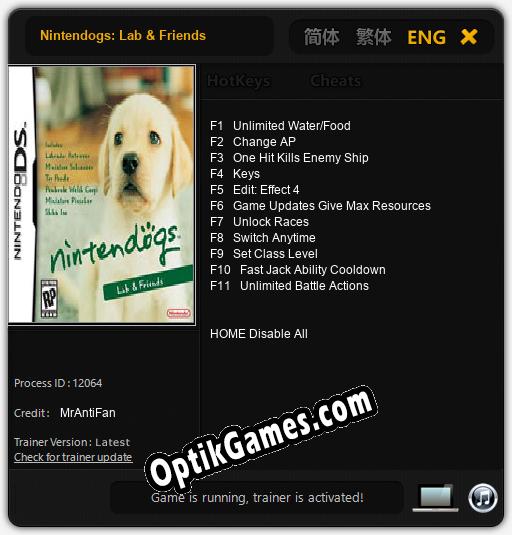 Nintendogs: Lab & Friends: TRAINER AND CHEATS (V1.0.24)