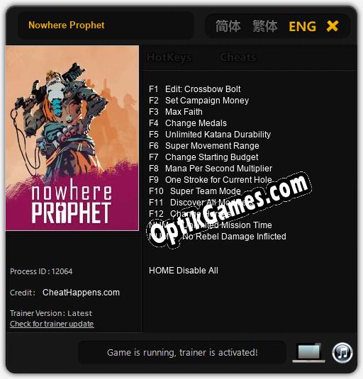 Nowhere Prophet: Cheats, Trainer +14 [CheatHappens.com]
