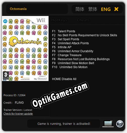 Octomania: TRAINER AND CHEATS (V1.0.66)