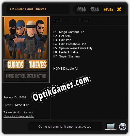 Trainer for Of Guards and Thieves [v1.0.9]