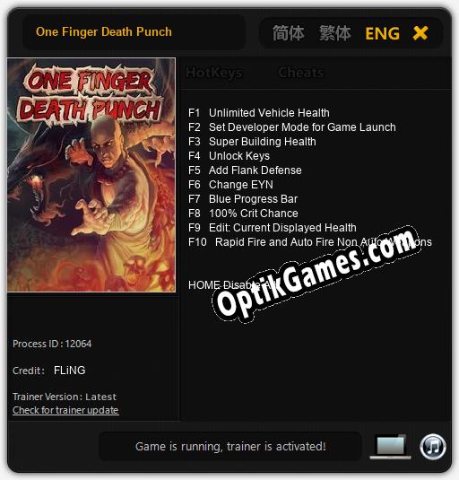Trainer for One Finger Death Punch [v1.0.3]