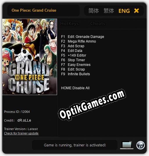 Trainer for One Piece: Grand Cruise [v1.0.7]