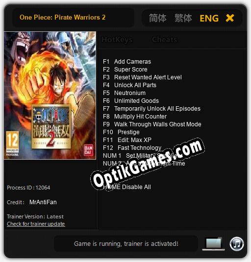 One Piece: Pirate Warriors 2: Trainer +14 [v1.4]